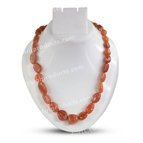 Natural Peach Moonstone Tumble Shape Necklace for Women