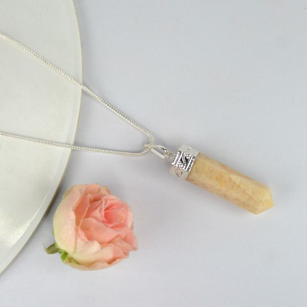 Natural AAA Pencil Shape Pendant - Locket With Metal Chain