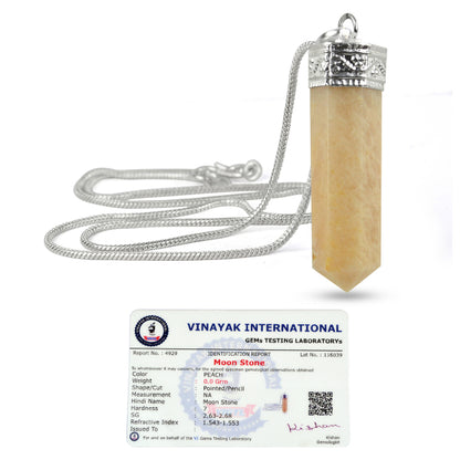 Certified AAA Natural Crystal Stone Pencil Shape Pendant - Locket with Metal Chain