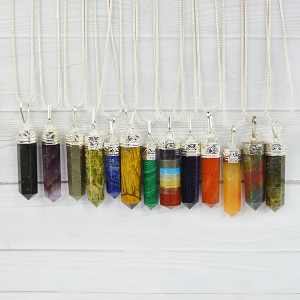 Natural AAA Pencil Shape Pendant - Locket With Metal Chain