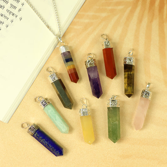 Natural AAA Pencil Shape Pendant - Locket With Metal Chain
