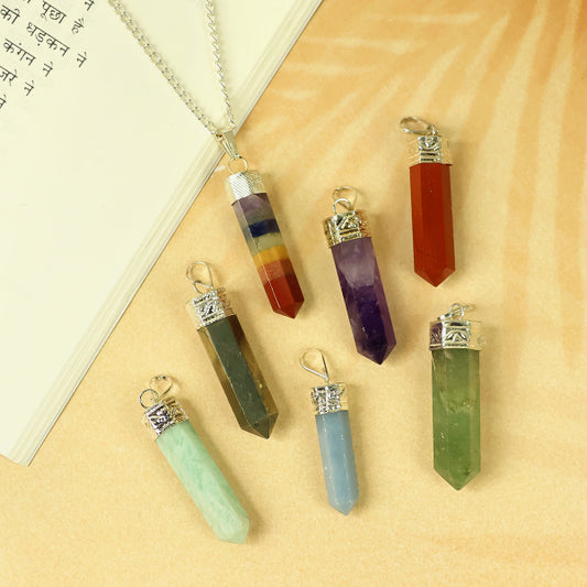Natural AAA Pencil Shape Pendant - Locket With Metal Chain