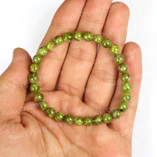 Peridot 6 mm Round Beads Bracelet