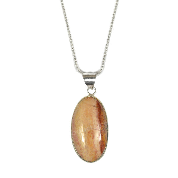 AAA Quality Plum Jasper Oval Pendant With Chain