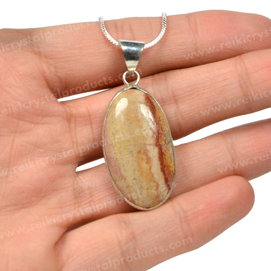 AAA Quality Plum Jasper Oval Pendant With Chain