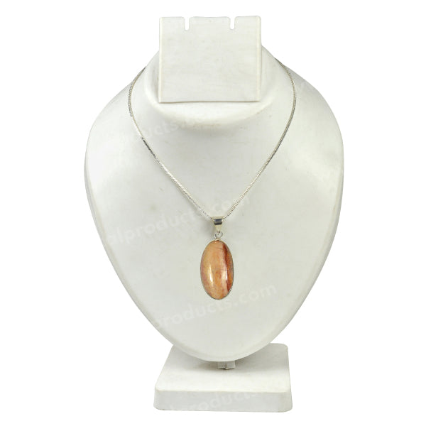 AAA Quality Plum Jasper Oval Pendant With Chain