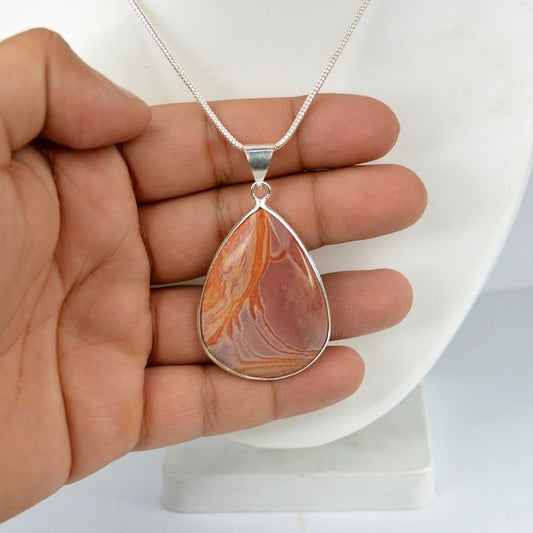 AAA Quality Polly Crome Drop Shape Pendant With Chain