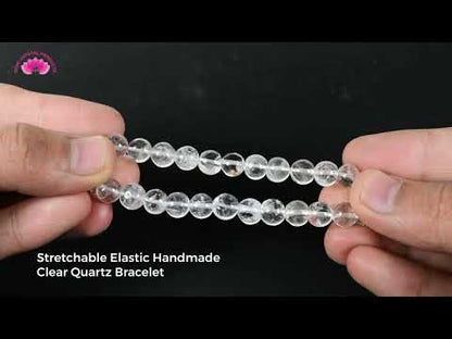 Certified Clear Quartz 8 mm Round Bead Bracelet