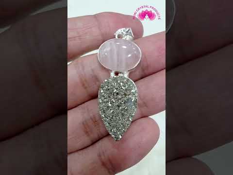 Natural Crystal Stone Pendant - Locket with Metal Chain