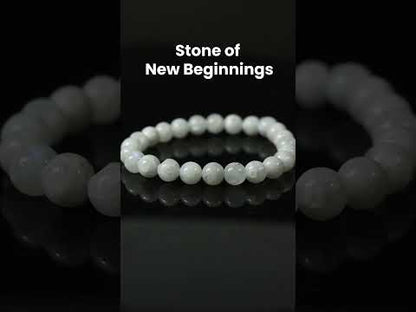 Natural AAA Rainbow Moonstone 8 mm Round Bead Bracelet for Intuition, Emotional Balance & Protection