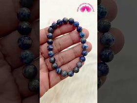 Natural Lapis Lazuli 8 mm Round Bead Bracelet for Wisdom, Communication & Confidence