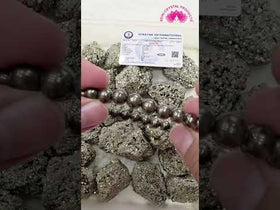 Natural Pyrite 8 mm Round Bead Bracelet for Wealth, Confidence & Protection