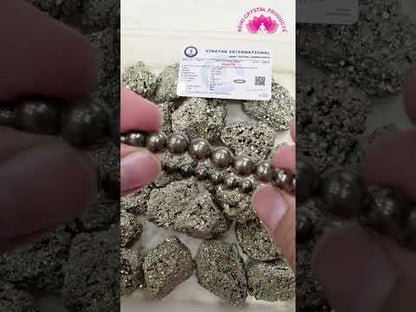 Natural Pyrite 8 mm Round Bead Bracelet for Wealth, Confidence & Protection