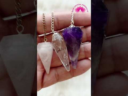 6 Faceted Crystal Dowser Amethyst, Rose quartz, Clear quartz Pack of 3 pc