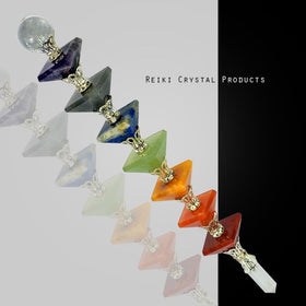 Natural 7 Chakra Pyramid Shape Healing Wand Size 20 cm – Crystal Stick for Energy Alignment & Reiki