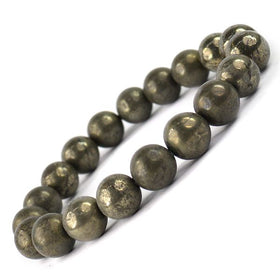 Natural Pyrite 10mm bead bracelet Reiki charged for wealth and protection