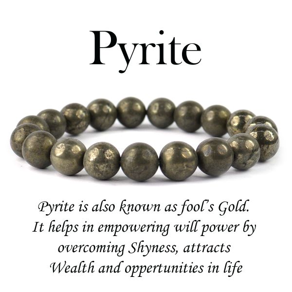 Pyrite 10 mm Round Bead Bracelet