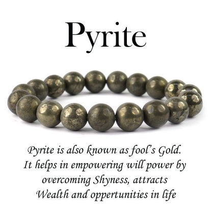 Pyrite 10 mm Round Bead Bracelet
