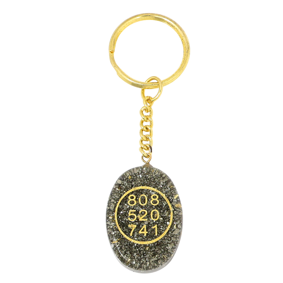 Pyrite Orgone Zibu Symbol Key chain for Money Symbol Keychain