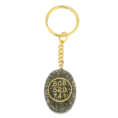 Pyrite Orgone Zibu Symbol Key chain for Money Symbol Keychain