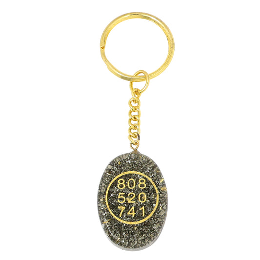 Pyrite Orgone Zibu Symbol Key chain for Money Symbol Keychain