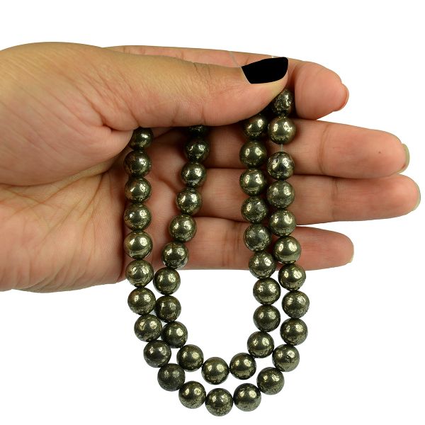 Pyrite 8 mm Round Loose Beads 45-50 pcs for Making Bracelet Mala Necklaces