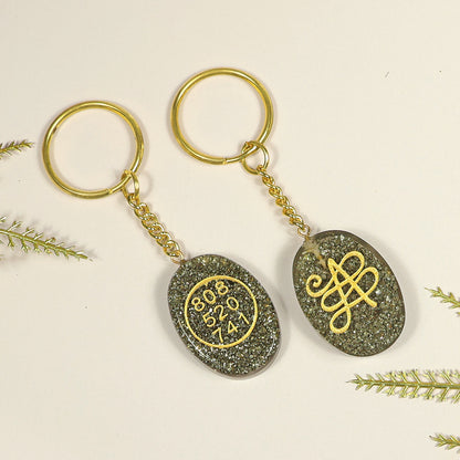 Pyrite Orgone Zibu Symbol Key chain for Money Symbol Keychain- 2Pc