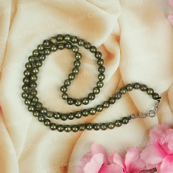 Natural Crystal Stone 6 mm Round Bead Necklace Mala for Girls & Women