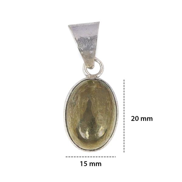 Natural Pyrite Oval Shape Pendant Locket with Metal Chain for Unisex