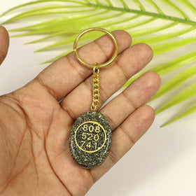 Pyrite Orgone Zibu Symbol Key chain for Money Symbol Keychain