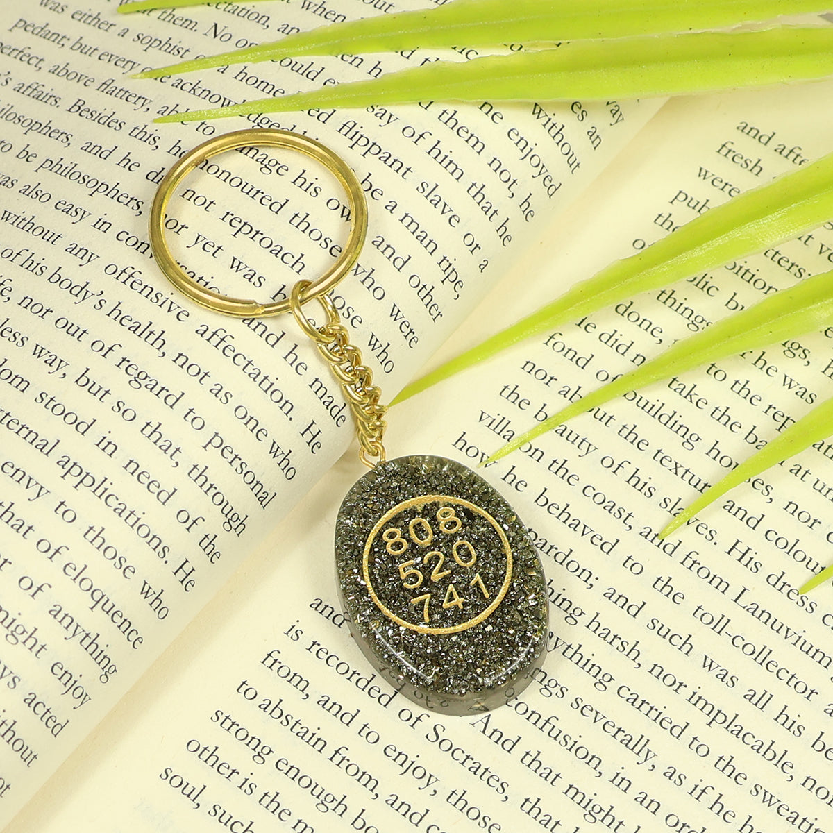 Pyrite Orgone Zibu Symbol Key chain for Money Symbol Keychain