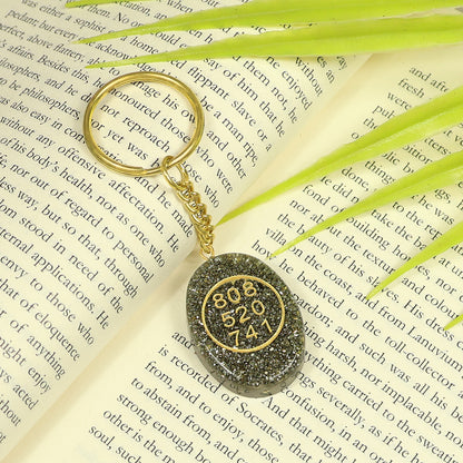 Pyrite Orgone Zibu Symbol Key chain for Money Symbol Keychain