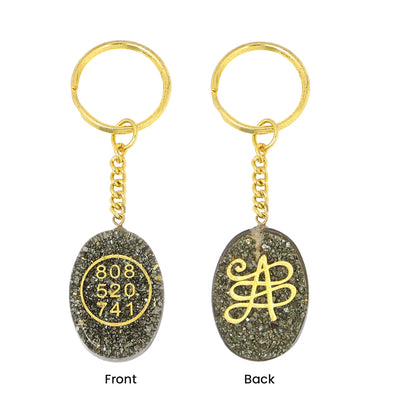 Pyrite Orgone Zibu Symbol Key chain for Money Symbol Keychain- 2Pc