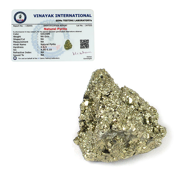 Certified Natural Pyrite Peru Raw Rough for Wealth, Attracts Business Luck