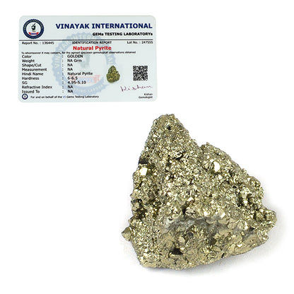 Certified Natural Pyrite Raw / Rough Cluster / Peru Pyrite 10 gram