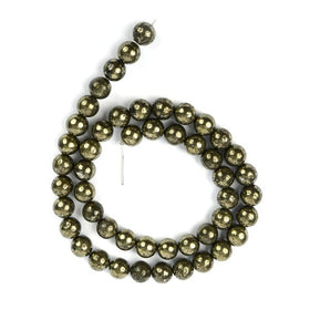 Natural Pyrite 8mm round loose beads for jewelry making