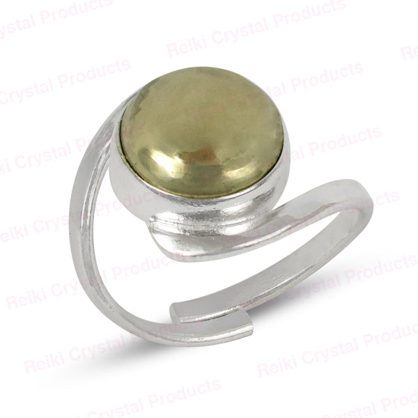 Natural Crystal Gemstone Adjustable Round Shape Ring