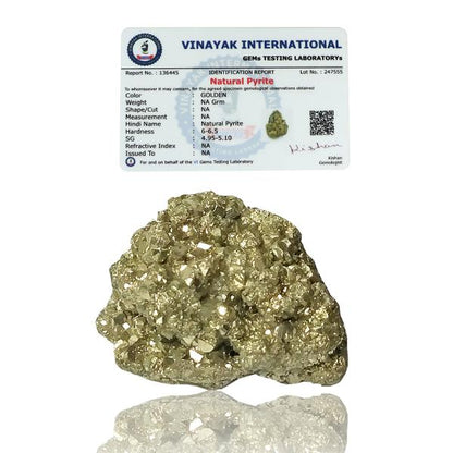 Certified Natural Pyrite Raw / Rough Cluster / Peru Pyrite 20 gram