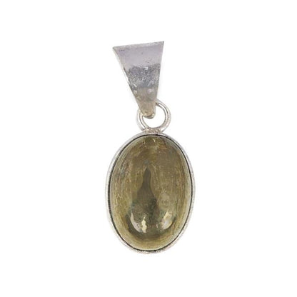 Natural Pyrite Oval Shape Pendant Locket with Metal Chain for Unisex