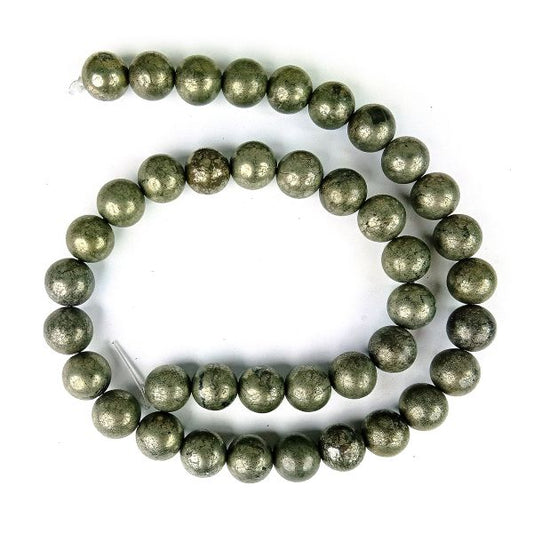 Pyrite 10 mm Round Loose Beads 35-40 pcs for Making Bracelet Mala Necklaces
