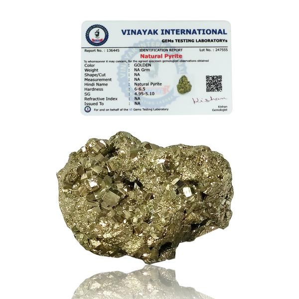 Certified Natural Pyrite Raw / Rough Cluster / Peru Pyrite 40 gram