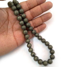 Pyrite gemstone 10mm round beads strand with metallic golden shine