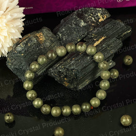 Natural Pyrite bracelet 8mm with metallic golden shine