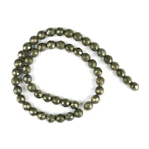 Natural Pyrite 8mm faceted loose beads strand