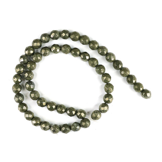 Pyrite 8 mm Faceted Loose Beads 45-50 pcs for Making Bracelet Mala Necklaces