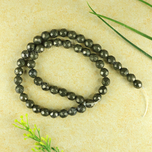 Pyrite 8 mm Faceted Loose Beads 45-50 pcs for Making Bracelet Mala Necklaces