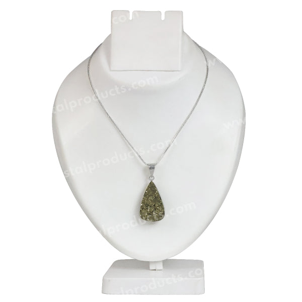AAA Quality Pyrite Drop Shape Rough Pendant with Chain