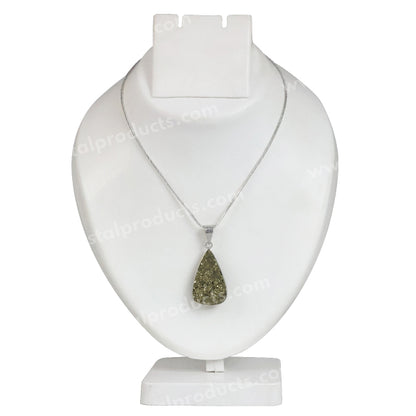 AAA Quality Pyrite Drop Shape Rough Pendant with Chain