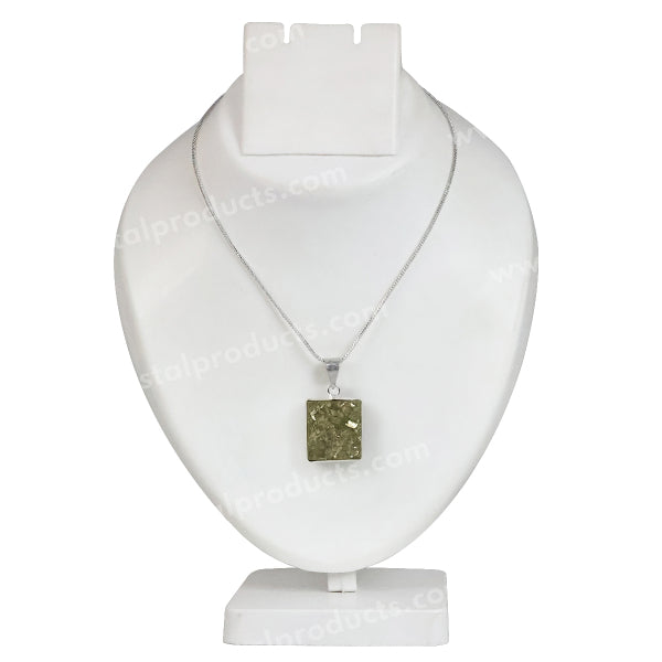 AAA Quality Pyrite Square Shape Rough Pendant With Chain