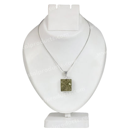 AAA Quality Pyrite Square Shape Rough Pendant With Chain